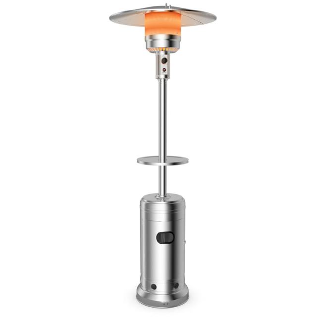 50,000 BTU Propane Patio Heater with Auto Shut-Off & Tip Protection, Commercial Outdoor Heater w/ Wheels & Drink Shelf for Backyard, Restaurant