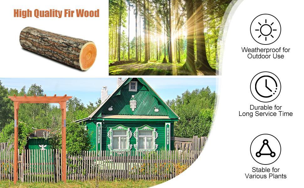 7 ft Wooden Garden Arbor Trellis Pergola Arch for Climbing Plants