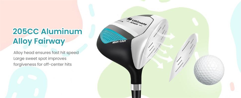 7 Pieces Junior Golf Club Set for Kids Ages 11-13 Right Hand, Children Golf Complete Set with #1 Driver, Head Cover & Stand Bag with Rain Hood