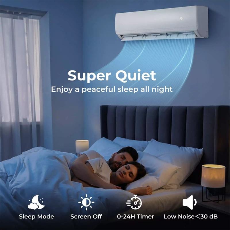 18000 BTU Dual Zone Mini Split Air Conditioner with Heat Pump, 20 SEER2 Wifi Ductless Inverter Split System AC Unit, Works with Alexa