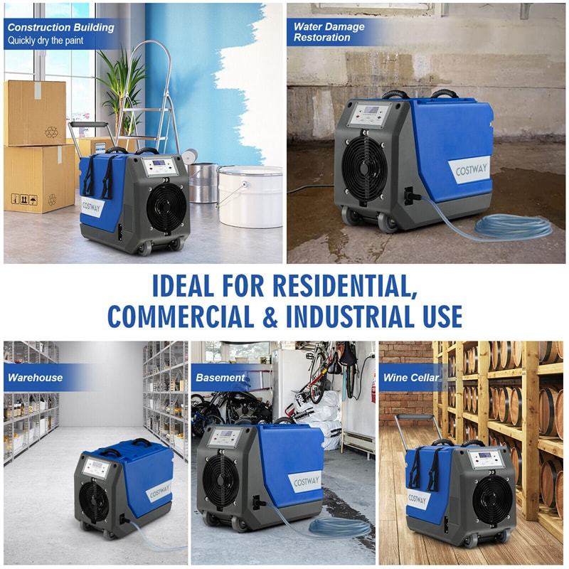 180 PPD Bucketless Dehumidifier Portable Commercial Dehumidifier with Pump & Drain Hose, Rotational Molded Industrial Dehumidifier for Basement