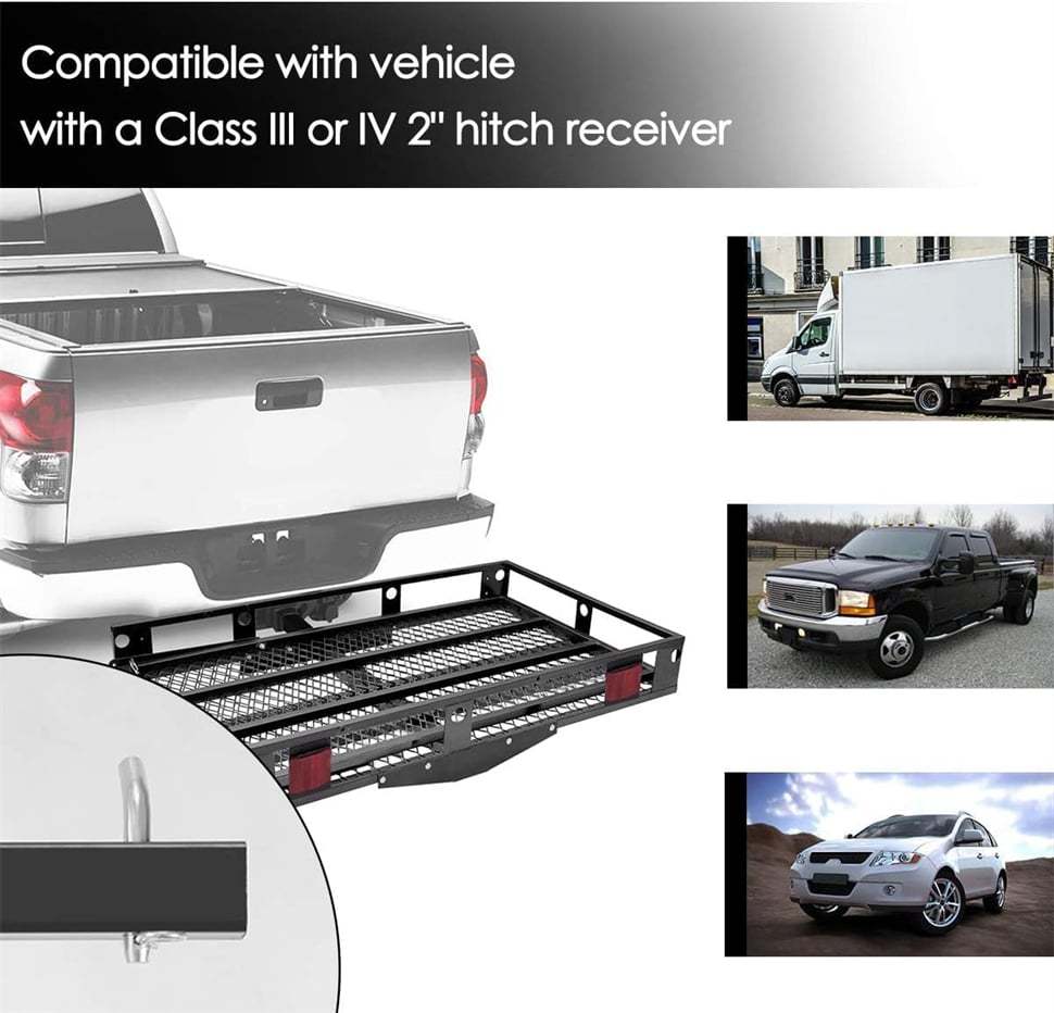 500LBS Hitch Cargo Carrier with Folding Ramp & Tie-Downs, Heavy Duty Mobility Scooter & Wheelchair Carrier for Car, Truck, SUV, RV