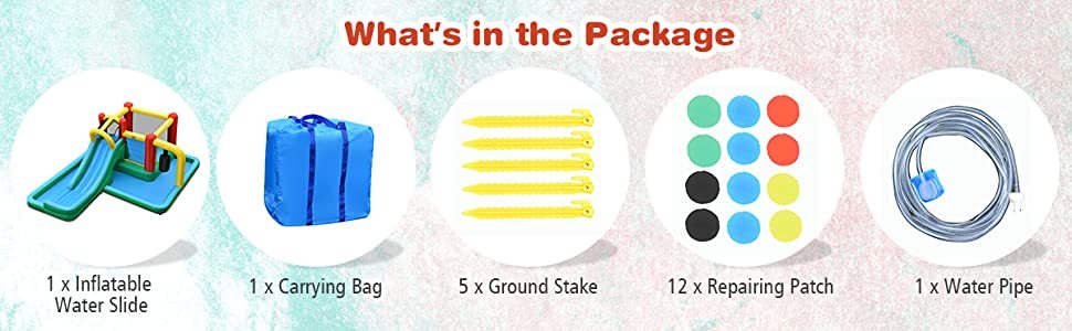 6-in-1 Inflatable Water Slide Jumping Bounce House Plash Pool Without Blower