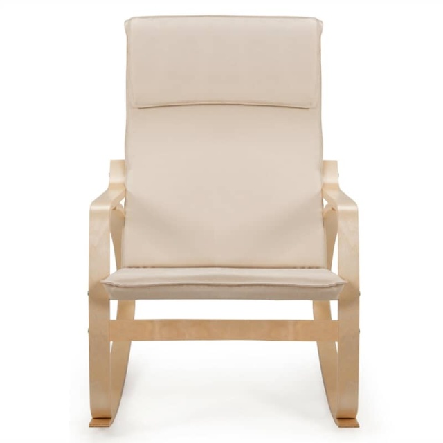 Modern Bentwood Rocking Chair with Removable Upholstered Cushion, Ergonomic Leisure Accent Rocker for Living Room, Bedroom & Nursery