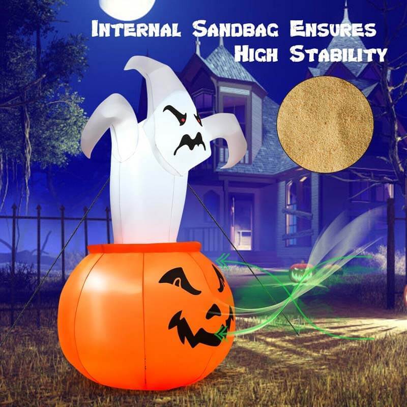 6 FT Halloween Blow-Up Inflatable Ghost in Pumpkin with LED Light