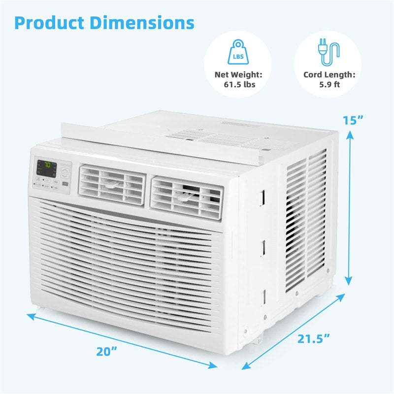 10000 BTU Quiet Window Air Conditioner Cools 450 Sq.Ft, Energy Efficient AC Unit with Cool, Dry, Fan, Auto, ECO Mode & Remote Control