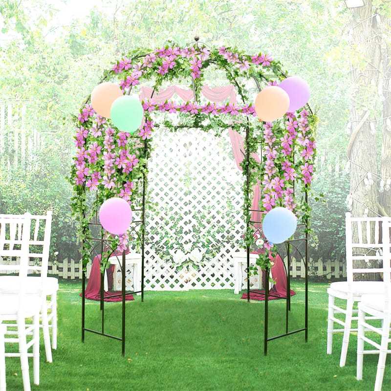 Birdcage Shape Garden Arbor, 8.4' x 7' Heavy Duty Metal Garden Gazebo Pergola Arch Trellis for Climbing Plants, Outdoor Wedding Party Decor