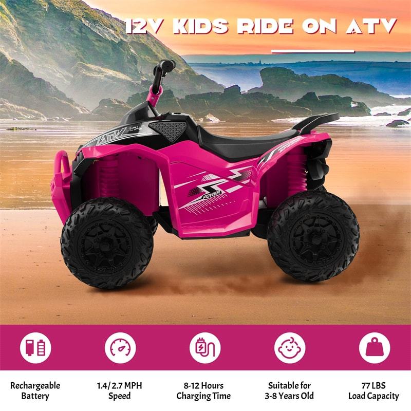 12V Battery Powered Kids Electric Ride On ATV 4-Wheeler Quad Car with Light MP3