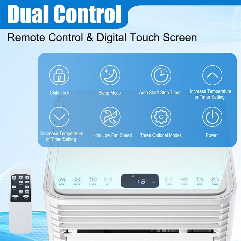 8000 BTU Portable Air Conditioner, 3-in-1 AC Unit Cools 230 sq.ft with Dehumidifier, Fan & Sleep Mode, Remote, Vent Kit for Bedroom, Office