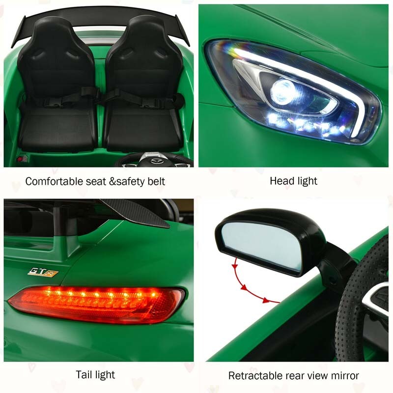 12V Kids 2-Seater Ride On Car Licensed Mercedes Benz AMG GTR with Remote and LED Lights