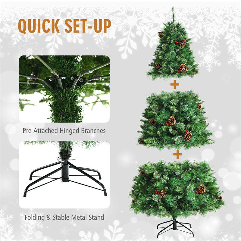 6FT Unlit PVC Artificial Christmas Tree Hinged Pine Tree with Metal Stand