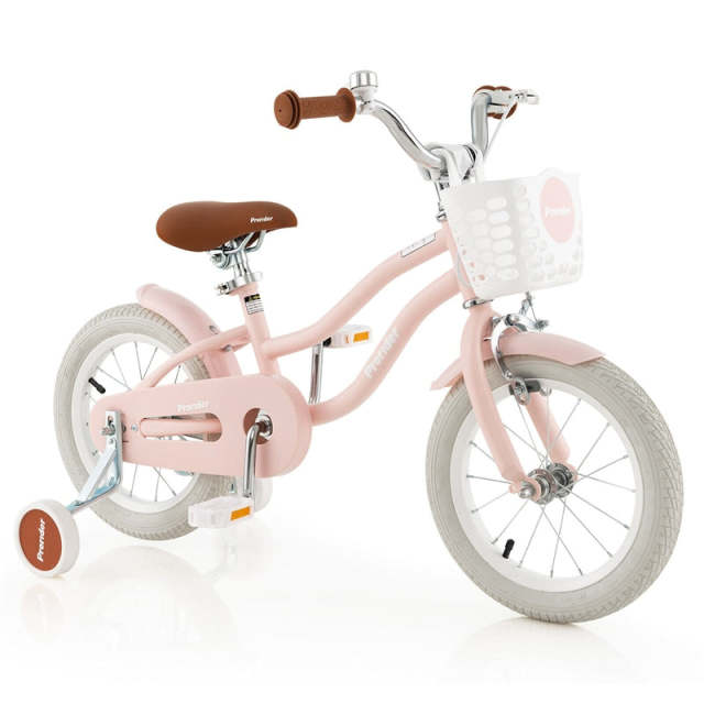 14" Kids Bike, Toddler Bicycle Girls Boys Bike for 3-8 Years Old with Training Wheels Adjustable Seat Removable Basket