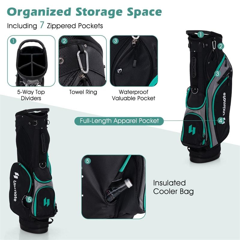 11 Pieces Men's Complete Golf Club Set Right Hand Golf Club Package Set with 460CC Alloy Driver, Rain Hood & Portable Golf Stand Bag