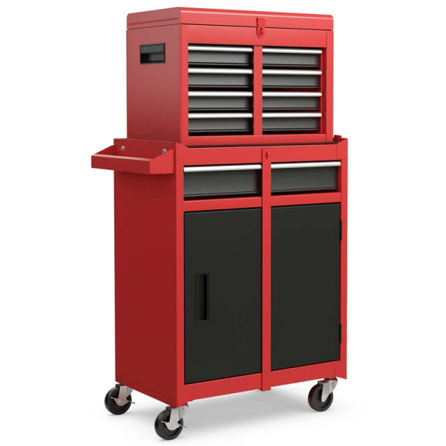 5-Drawer Rolling Tool Chest, Tool Storage Cabinet with Lockable Wheels, Detachable Top Tool Box & Adjustable Shelf for Garage, Workshop