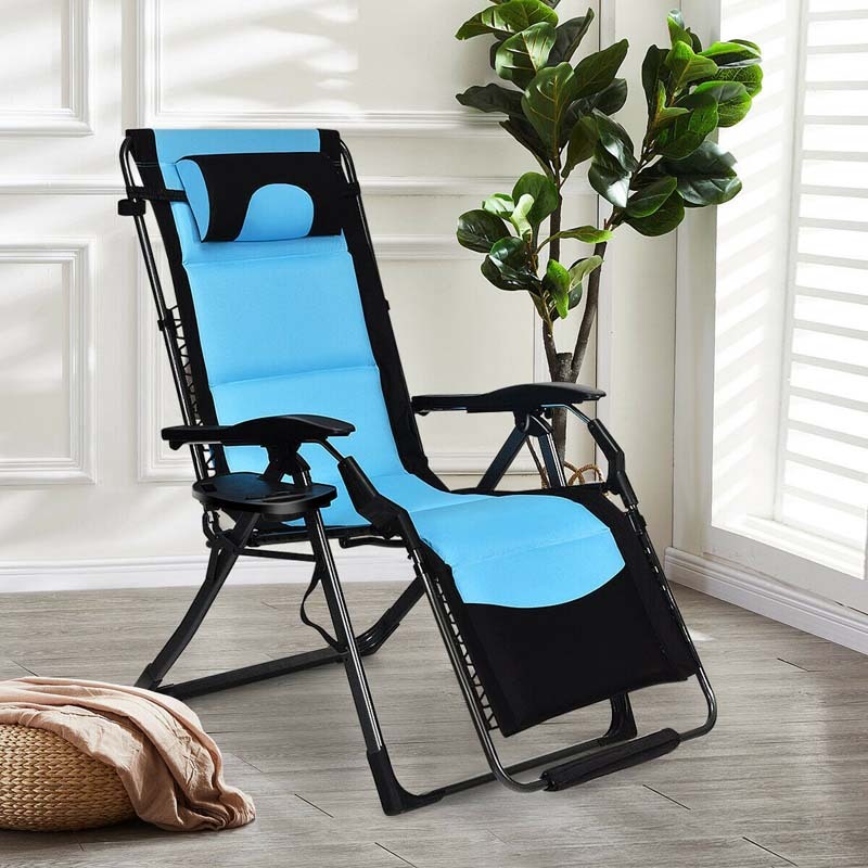 Outdoor Folding Padded Zero Gravity Lounge Chair