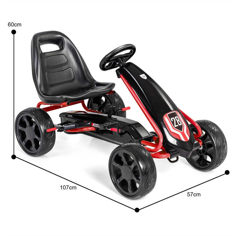 Kids Go Kart Ride-On 4 Wheel Pedal Car with Adjustable Seat