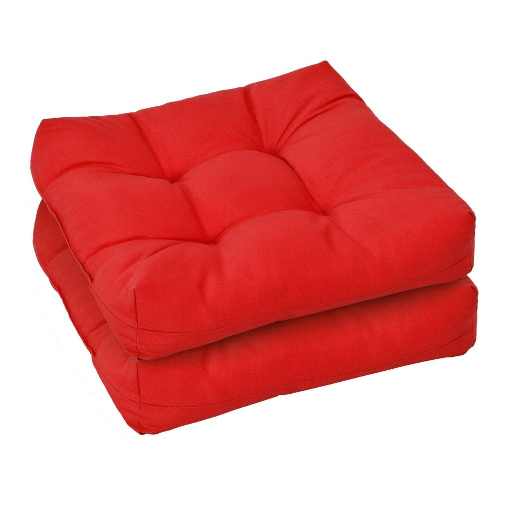 Set of 2 Waterproof Tufted Patio Chair Cushions with High Elasticity, 21" x 21" Deep Seat Square Pillows for Indoor & Outdoor Furniture