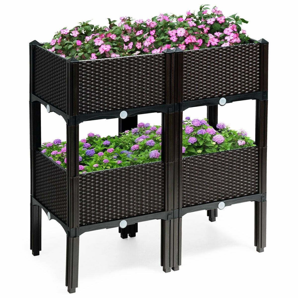 4 Pack Raised Garden Bed Kit, Self-Watering Elevated Planter Box with -  Bestoutdor