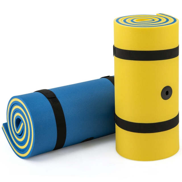 83"x26" Floating Water Pad, 3-Layer Tear-Resistant XPE Foam Water Mat with Rolling Pillow for Pool/Lake/Ocean, Adults & Family Use