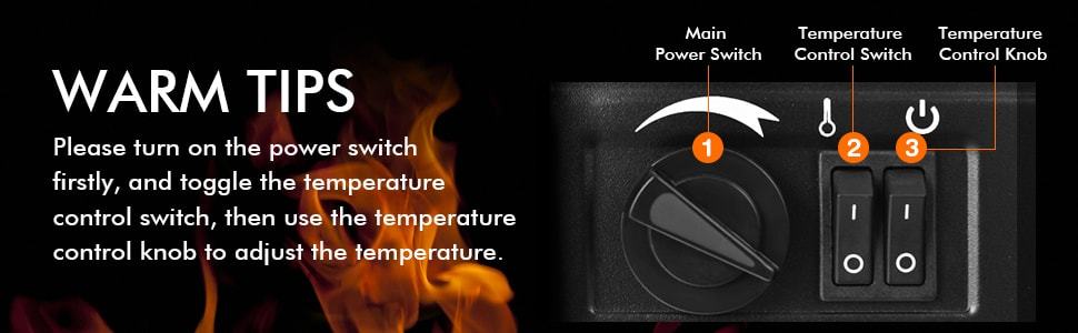 18 Inch Portable Electric Fireplace Stove 1400W Freestanding Fireplace Heater with Realistic Flame Effect