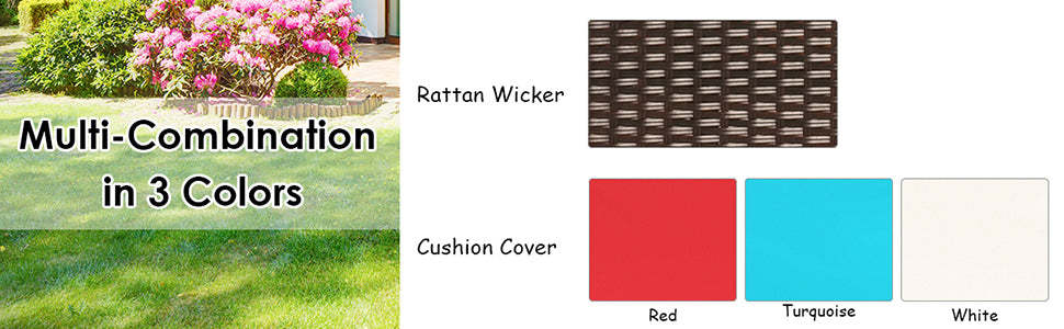 9 Pcs Outdoor Acacia Wood Patio Dining Set with Wicker Chairs & Umbrella Hole