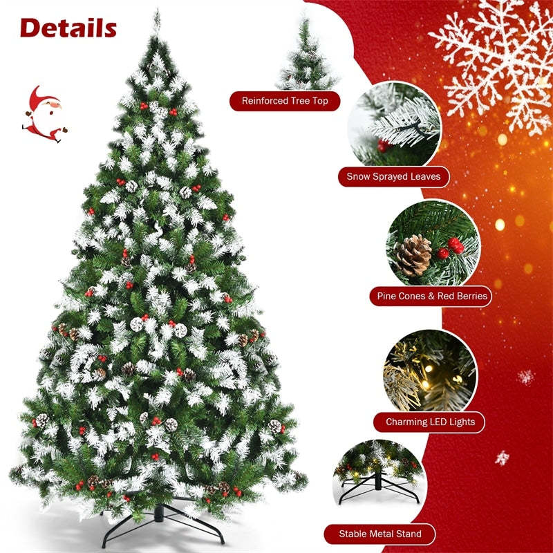 6ft Pre-lit Snow Flocked Artificial Christmas Tree with 250 LED Lights