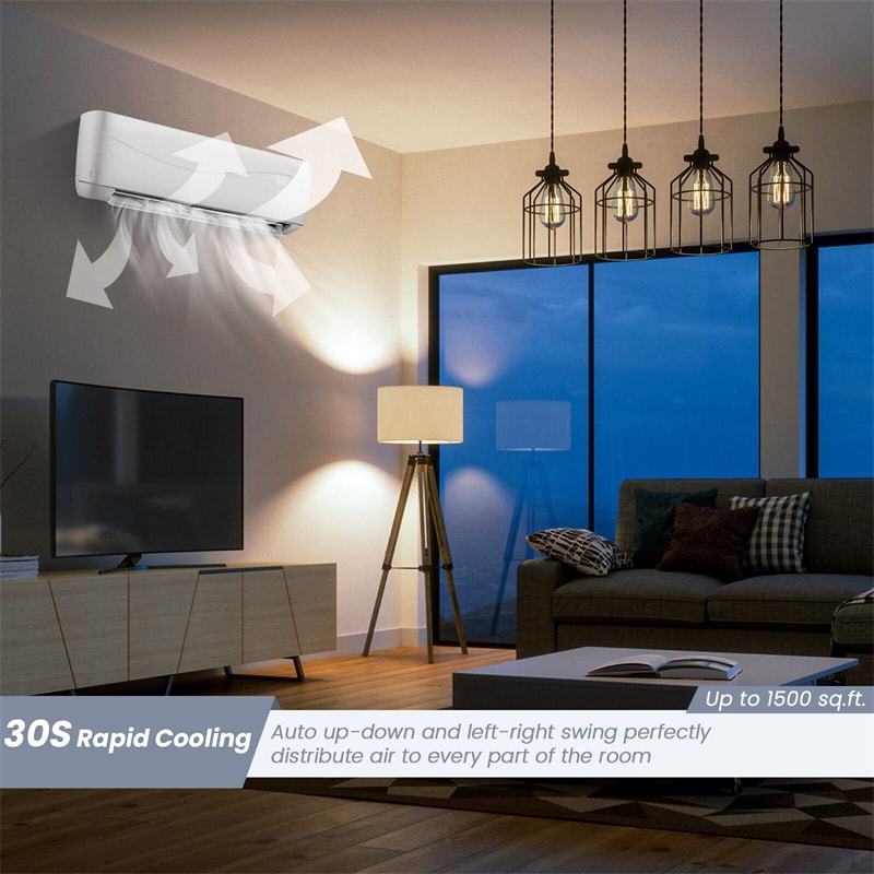 24000 BTU Ductless Mini Split Air Conditioner & Heater, 18.5 SEER2 208-230V Energy Efficient Wall-Mount Inverter AC Unit with Heat Pump for 1500Sq.Ft