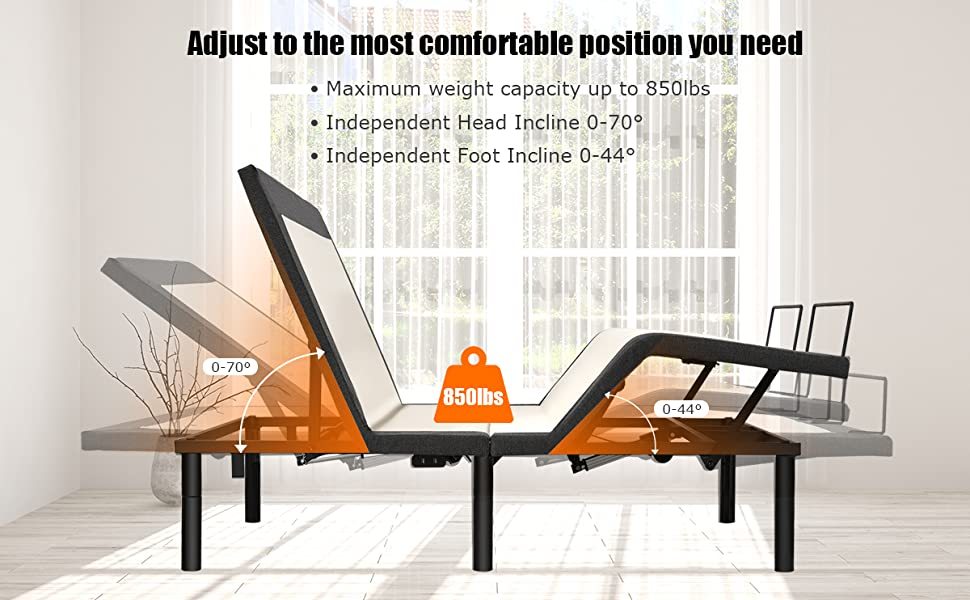 Zero Gravity Electric Adjustable Bed Base with Massage & Remote - Twin XL Size