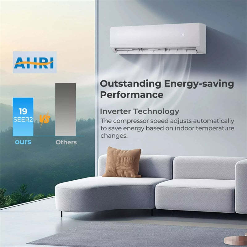 27000 BTU Dual Zone Mini Split Air Conditioner with Heat Pump, 19 SEER2 Wifi Ductless Inverter Split System AC Unit, Works with Alexa