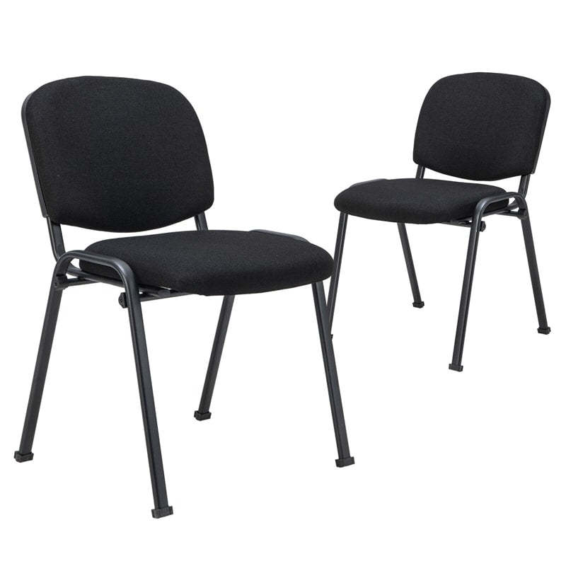 2-Pack Stackable Conference Chairs, Office Guest Chairs with Metal Frames & Padded Cushions, Ergonomic Reception Chairs for Waiting & Meeting Rooms