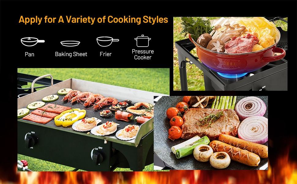 150000 BTU Double Burner Propane Cooker Outdoor Camping Stove BBQ Grill