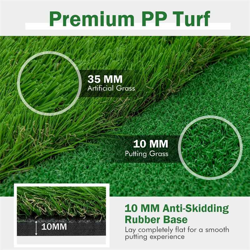 10 x 5FT Golf Putting Green, Large Professional Putting Mat with Artificial Grass Turf, 3 Holes & Flags, Golf Training Aid for Indoor Outdoor Practice