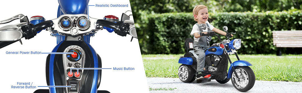 6V 3 Wheel Kids Powered Ride on Trike Chopper Motorcycle