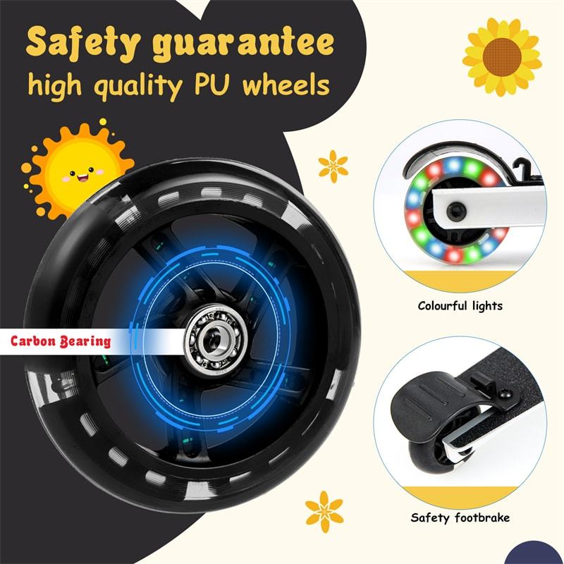 2-in-1 Hardshell Ride on Scooter Suitcase Kids Folding Scooter Luggage with Lighted Wheels & Retractable Handle