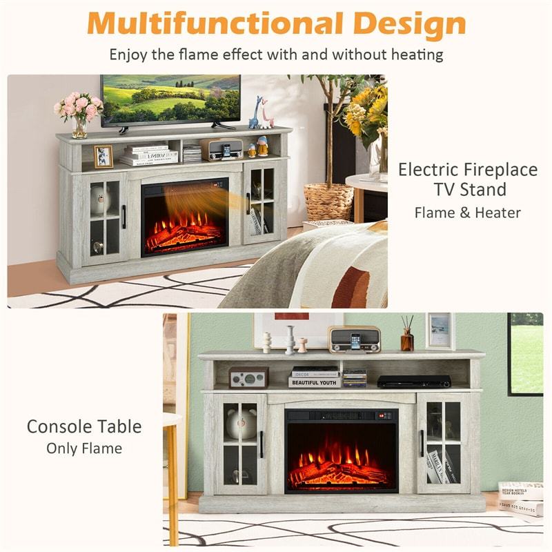 Fireplace TV Stand TV Entertainment Center with 1400W 23" Electric Fireplace & Remote Control
