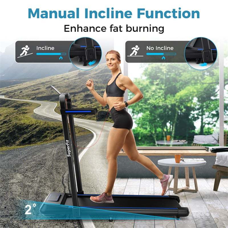 2-in-1 Folding Treadmill, 3.0HP Walking Pad with Incline, LED Display, Remote & APP Control, 265lbs Capacity Under Desk Treadmill for Home Office