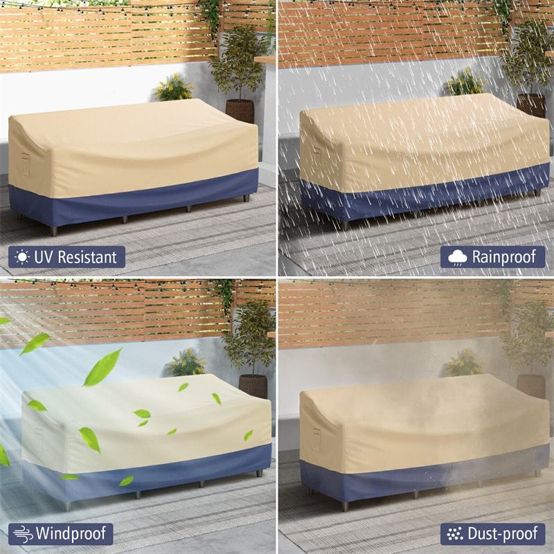 77" x 43" Patio Furniture Cover Waterproof 3-Seater Outdoor Deep Couch Sofa Cover with Padded Handle Air Vent & Click-Close Straps
