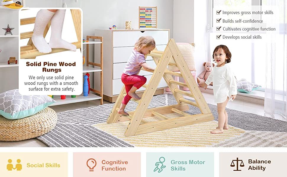 Wooden Climbing Pikler Triangle Ladder Play Equipment for Toddler