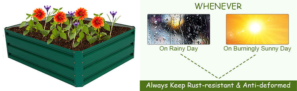 47" L x 35.5" W Metal Raised Garden Bed Vegetable Flower Planter