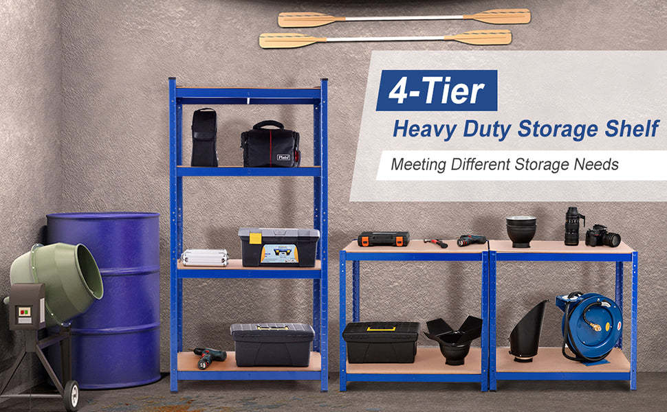 63 Inch Heavy Duty Garage Storage Shelves 4-Tier Adjustable Shelving Unit Organizer Rack