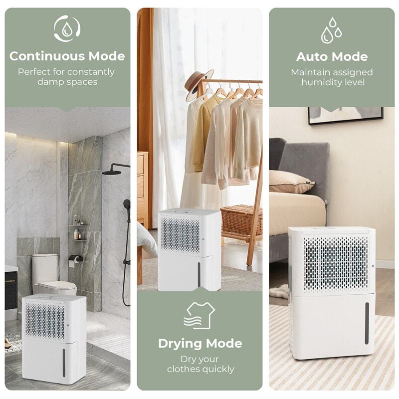 32 Pint Portable Dehumidifier for Home Basements, 2000 Sq.Ft Quite Dehumidifier with Drain Hose & 3 Modes 24H Timer