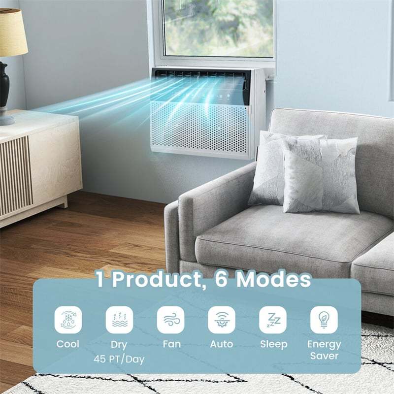 12000 BTU U-Shaped Window Air Conditioner, 42dB Ultra Quiet, Energy Saver Over-the-Sill AC with Remote, Covers 400 Sq.Ft for Bedroom/Living Room