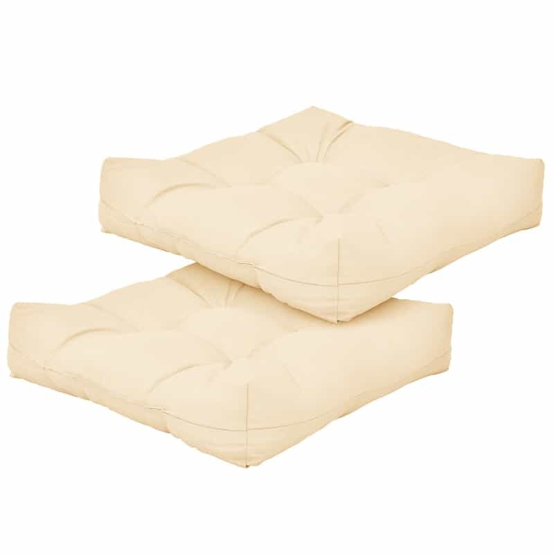Set of 2 Waterproof Tufted Patio Chair Cushions with High Elasticity, 21" x 21" Deep Seat Square Pillows for Indoor & Outdoor Furniture