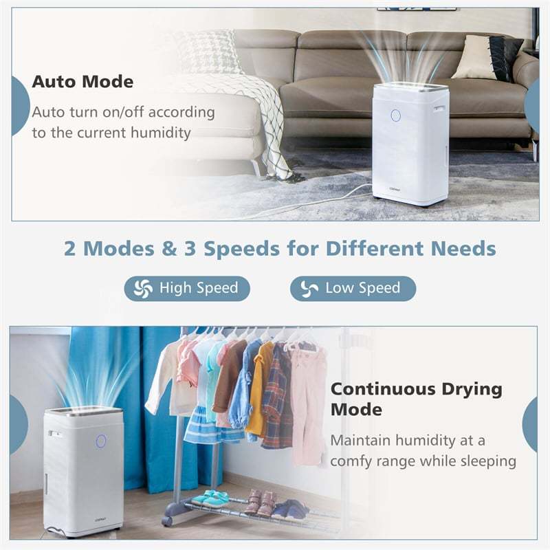 60-Pint Portable Dehumidifier for Basement, 4000 Sq. Ft Dehumidifier with Drain Hose, 3 Operating Modes, 24H Timer, Water Tank for Home, Large Spaces
