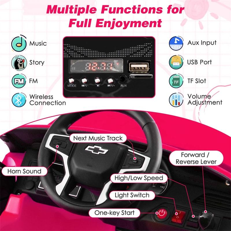 Kids Ride On Truck Car 12V Licensed Chevrolet Tahoe Electric Vehicle with Remote Control, Light & Music, Battery Powered Ride On Car Toy