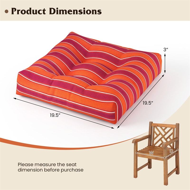 Set of 2 Waterproof Tufted Patio Chair Cushions with High Elasticity, 21" x 21" Deep Seat Square Pillows for Indoor & Outdoor Furniture