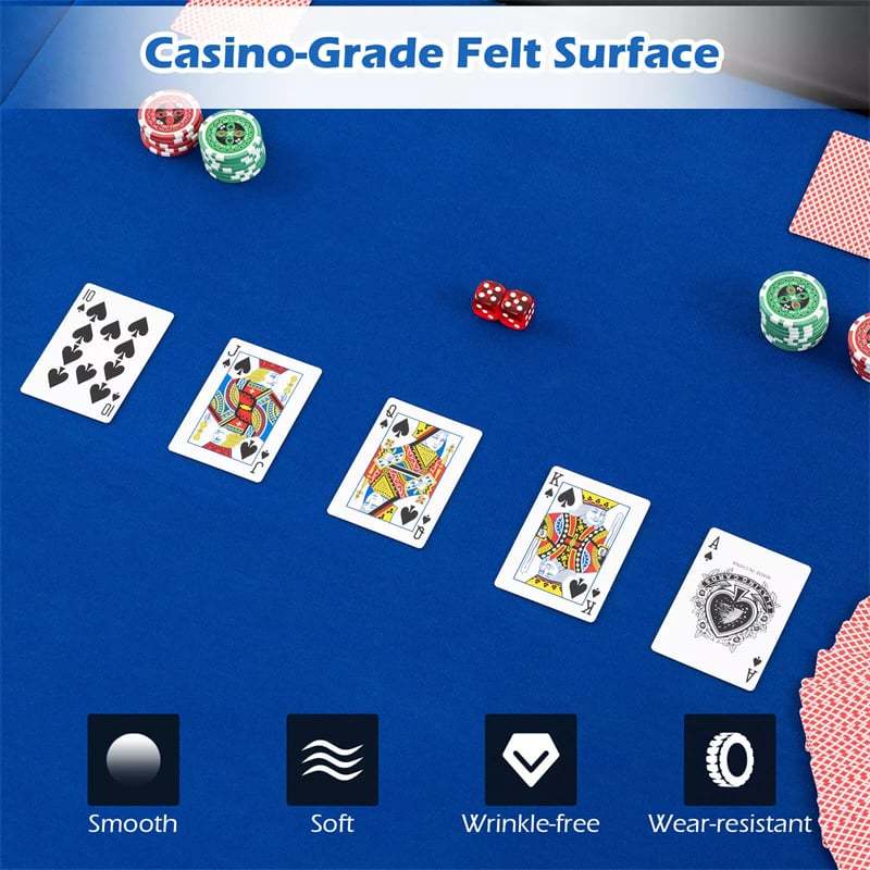 10-Player Foldable Poker Table Top, 84"x42" Portable Texas Holdem Poker Mat Layout with Carrying Bag & Cup Holders for Home Casino Games
