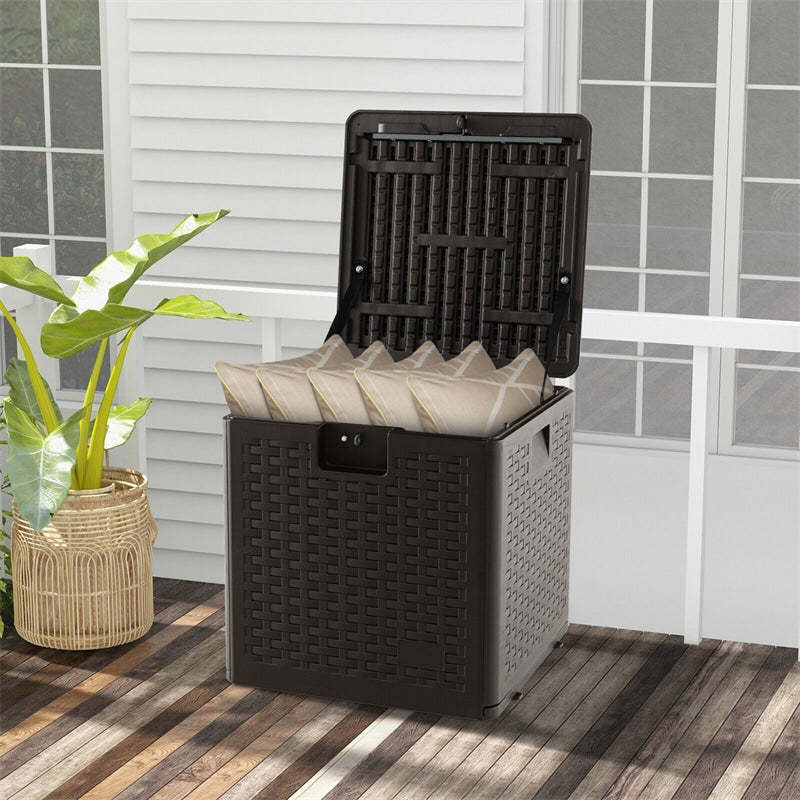 31 Gallon Resin Deck Box, Waterproof Outdoor Storage Box with Lockable Lid for Patio Furniture Cushions, Tools, Toys & Yard Accessories