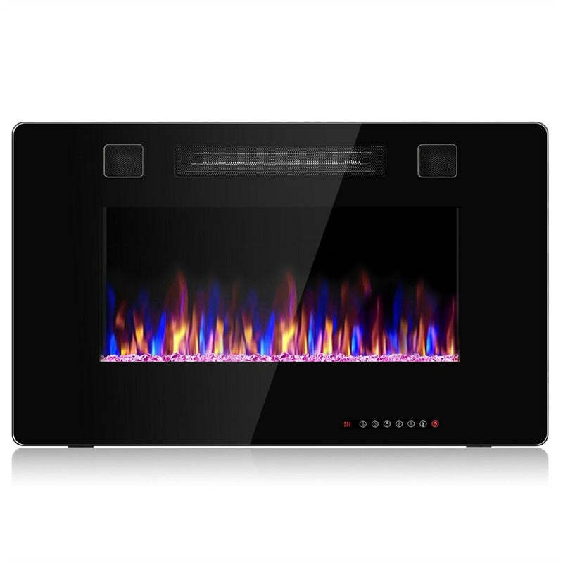 30" Recessed Electric Fireplace, Ultra Thin Wall-Mounted Fireplace Heater with Multicolor Flame, Remote Control, Touch Screen, 8H Timer, 750W/1500W