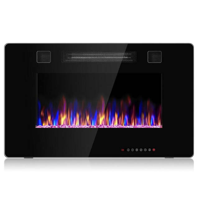 30" Recessed Electric Fireplace, Ultra Thin Wall-Mounted Fireplace Heater with Multicolor Flame, Remote Control, Touch Screen, 8H Timer, 750W/1500W